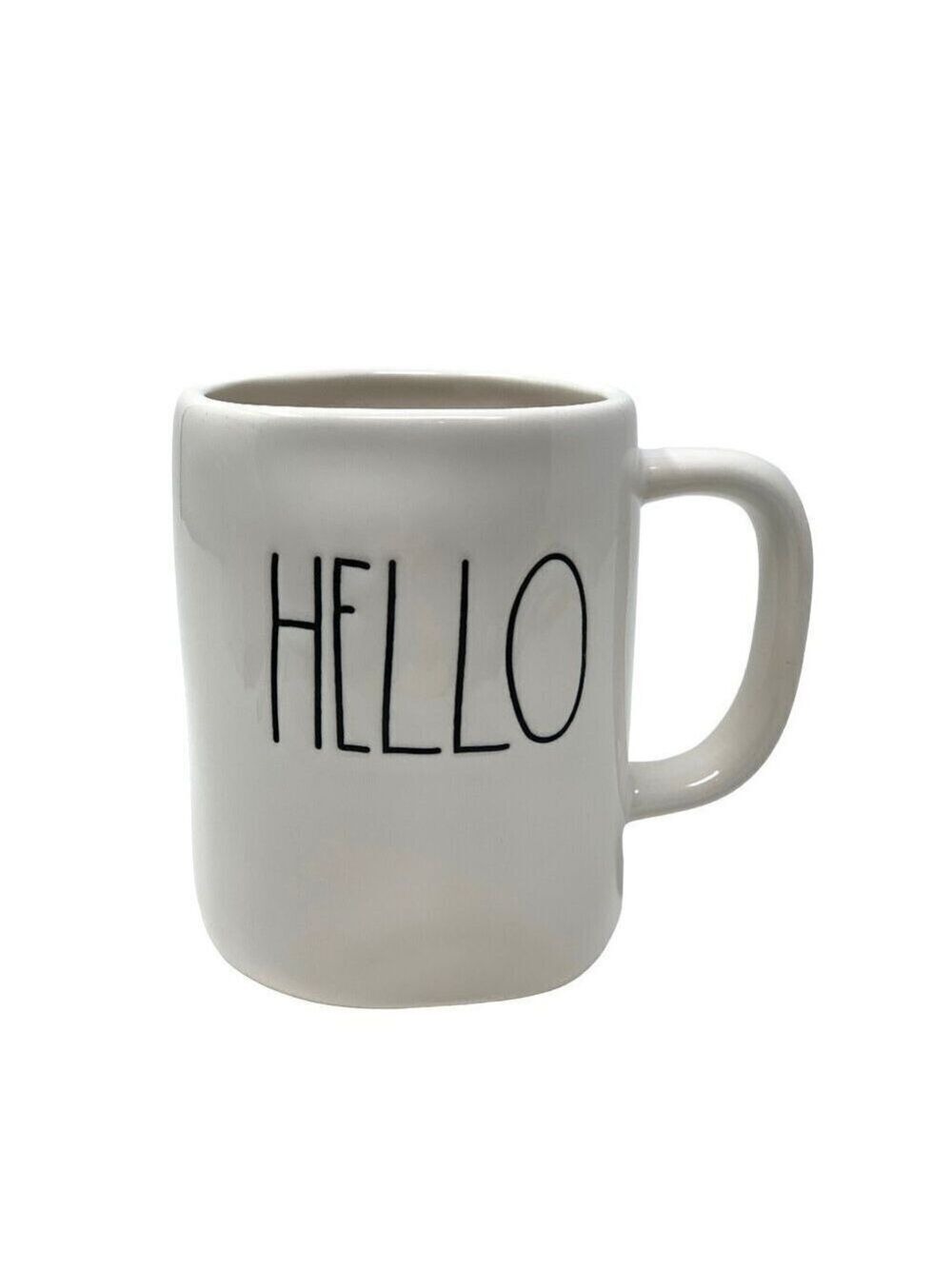Rae Dunn HELLO Mug Ceramic Large Coffee Cup Magenta LL Farmhouse Gift White 16oz
